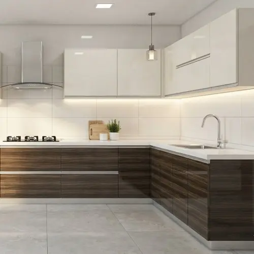 L-Shaped Modular Kitchen Design Sample Image